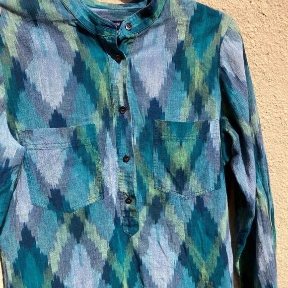 Women's Madewell Multicolor Button-Up Shirt M Pockets Cotton Open Light Vibrant - Picture 8 of 13